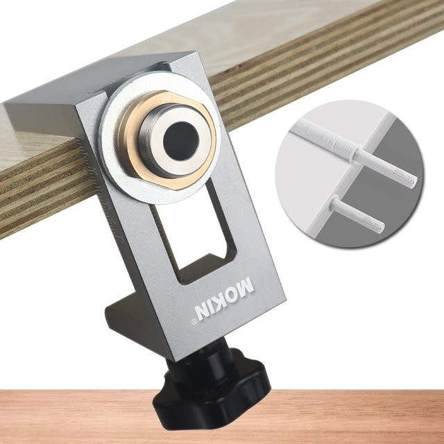 MOKIN Dübel Jig Kit Bohrer Guide Locator für Schranktüren und Möbelverbindungen in Silber - Bild 1