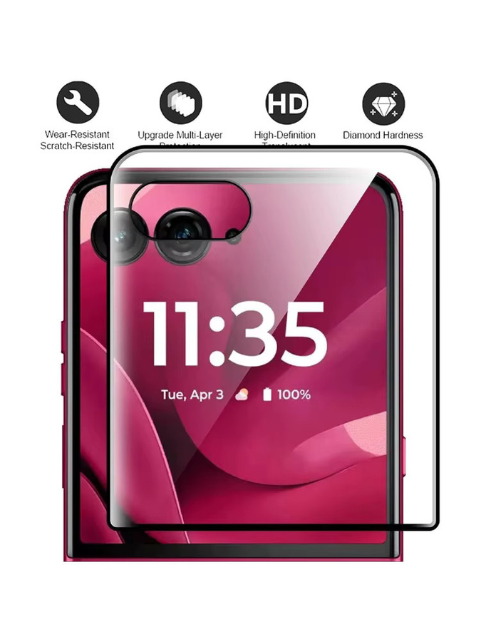 Motorola Moto Razr 50 und Razr 60 Ultra Plus Displayschutzfolie aus 3D gebogenem 9H gehärtetem Glas, transparent, kratzfest - Bild 6
