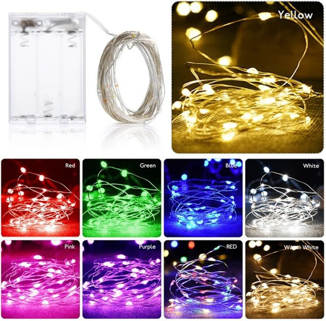 Batteriebetriebene LED Fee Lichterkette aus Kupferdraht für Weihnachtsbeleuchtung, Hochzeit und Party in verschiedenen Längen von 1 m bis 10 m - Bild 1