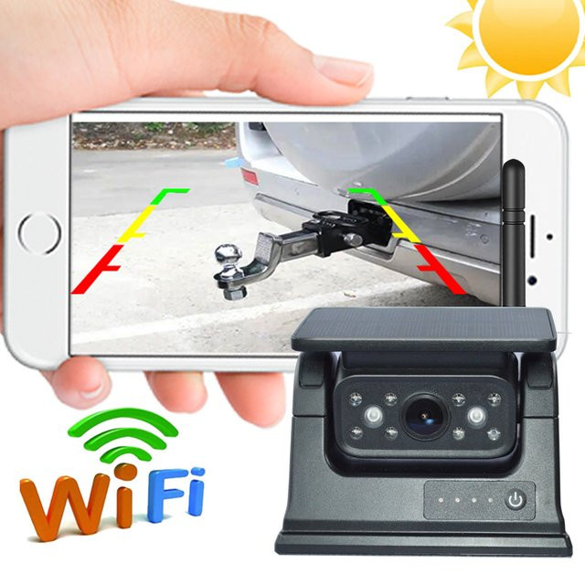 QXNY WiFi Wireless Solar Backup Kamera mit magnetischer Base und AI Blind Spot Alarm für iPhone und Android, Schwarz - Bild 1