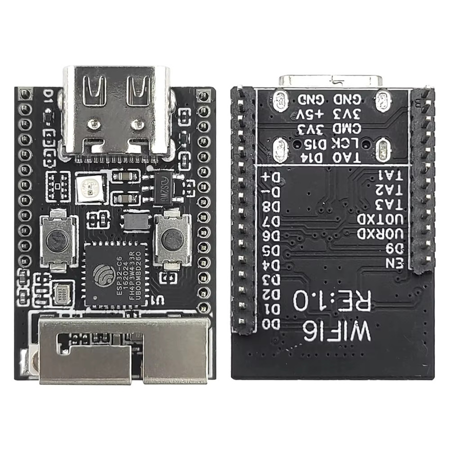 ESP32-C6 RISC-V 32-Bit Entwicklungsboard mit Wifi6, Bluetooth und RGB LED, 4 MB Flash, USB Typ-C, Schwarz - Bild 2