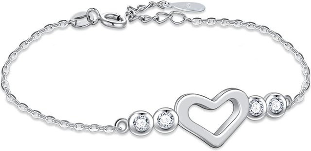 Armband Allbestart, 925 Sterlingsilber, Liebesherz, Zirkonia, Damen, 19cm - Bild 1