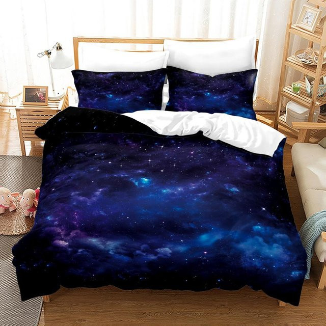 Weltraum Bettwäsche Set für Kinder von JMG Household Supplies in Blau mit Planet-Motiv, bestehend aus Bettbezug und Kissenbezug aus Mikrofaser, B/T/H: 240 x 220 cm und 135 x 200 cm - Bild 1
