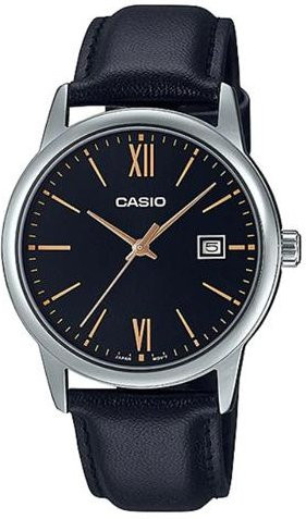 Casio Armbanduhr, Quarz, Edelstahl, Leder, Schwarz, Herren - Bild 1