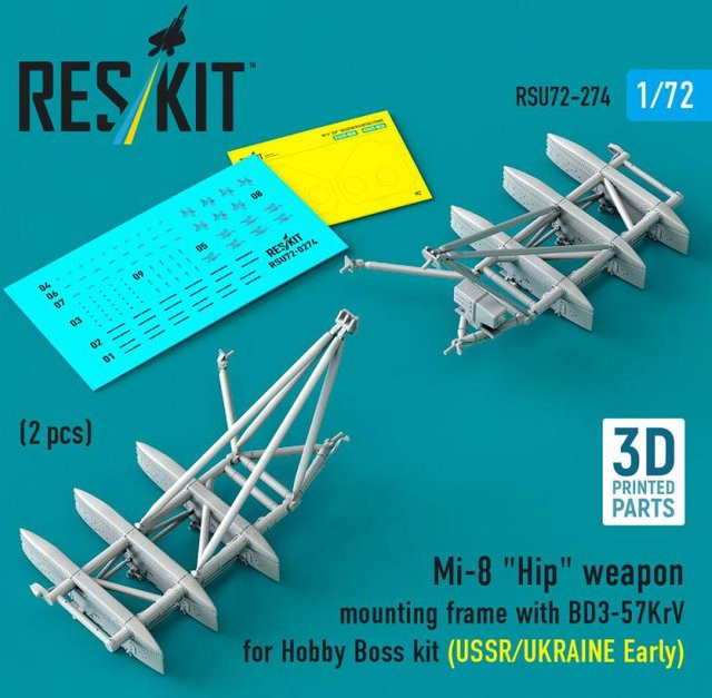 HobbyBoss Mi-8 Hip weapon mounting frame with BD3-57KrV, 2-teiliges Set - Bild 1