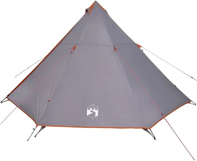 vidaXL Tipi-Familienzelt für 8 Personen in Grau und Orange, wasserdicht, Modell 94584 - Bild 1