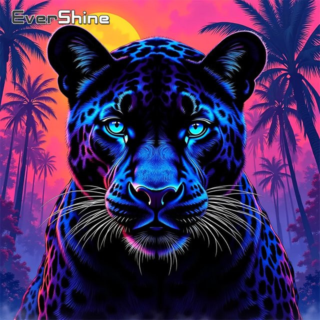 EverShine Diamant-Stickerei DIY Mosaik Set Leopard im Sonnenuntergang, Vollquadrat-Gemälde, Mehrfarbig, 20 x 20 x 20 cm - Bild 1