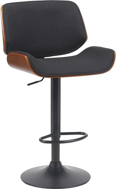 DELUKE Barhocker LOTUN Barstuhl mit Lehne, höhenverstellbar und drehbar, Stoff Walnuss/schwarz, B/T/H: 55 x 51 x 93 cm - Bild 1