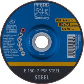 PFERD Schruppscheibe PSF STEEL Universallinie für Stahl, Blau, Durchmesser: 150 mm, Breite: 7,2 mm, Bohrung: 22,23 mm - Bild 1