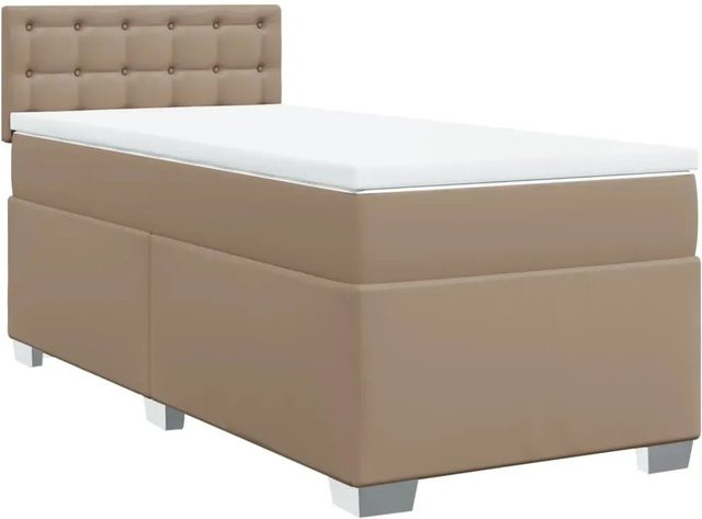 vidaXL Boxspringbett mit Matratze in Braun, Hybrid-Design aus Kunstleder, B/T: 90 x 190 cm - Bild 1