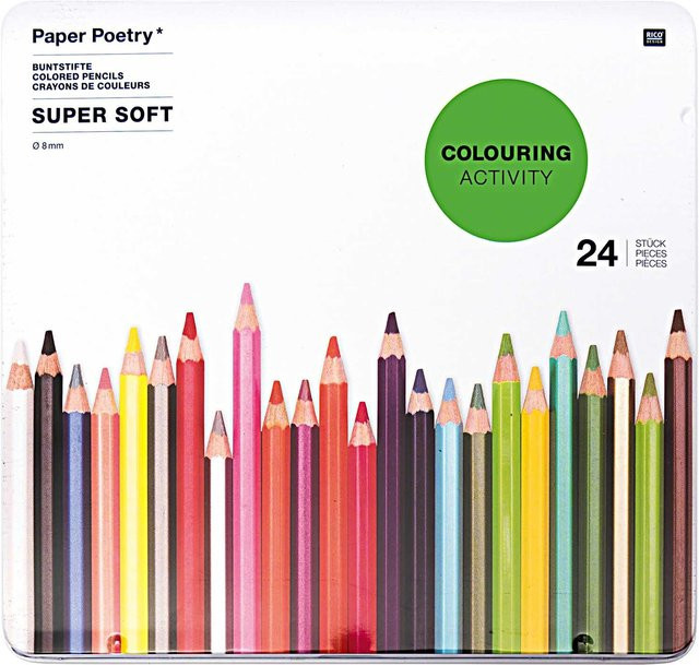 Rico Design Paper Poetry Buntstifte Super Soft in Multicolored mit Metalletui, 24 Stück - Bild 1