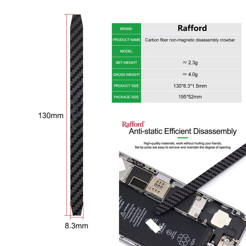 Rafford Antistatischer Kohlefaser Demontagehebel für Handy-Reparaturen in Schwarz - Bild 2