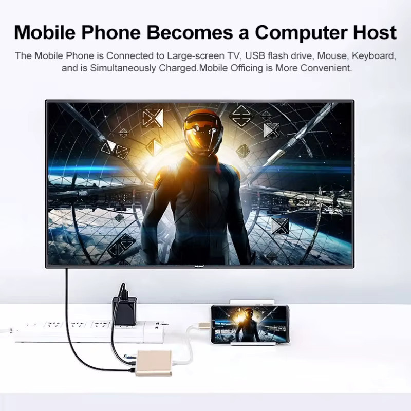 Congdi 3 in 1 USB-C Hub Adapter mit HDMI 4K UHD und USB 3.0 in Silber/Grau für Macbook Air 12 - Bild 3