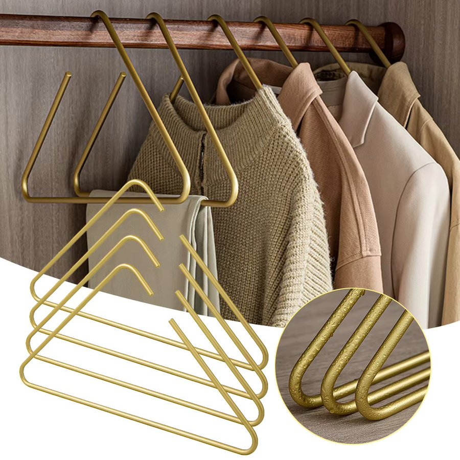 5 Stück Aihogard Kleiderbügel aus massivem Aluminium in Gold für Mantel, Hose und Schal - Bild 2