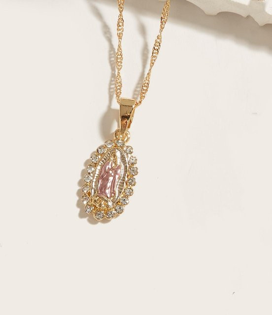 Lucky Star Jewelry Halskette, Jungfrau Maria Mama Anhänger, Roségold, Damen - Bild 1