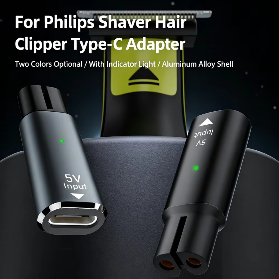 Philips Typ-C Ladeadapter für OneBlade QP4530 QP1924 QP2724 QP2834 mit Ladeanzeige, 5V 1,5A, Schwarz/Grau - Bild 4