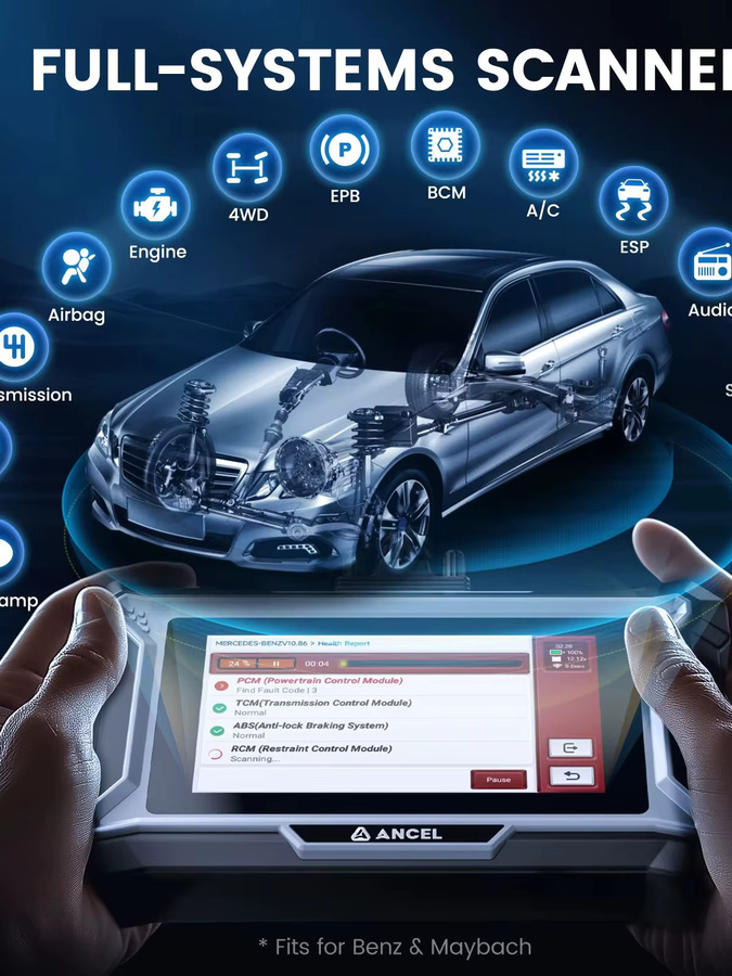 ANCEL OBD2-Scanner Bidirektionales Diagnosegerät für KIA in Schwarz mit lebenslangen kostenlosen Updates und über 30 Reset-Funktionen inklusive DPF-Diagnose - Bild 3