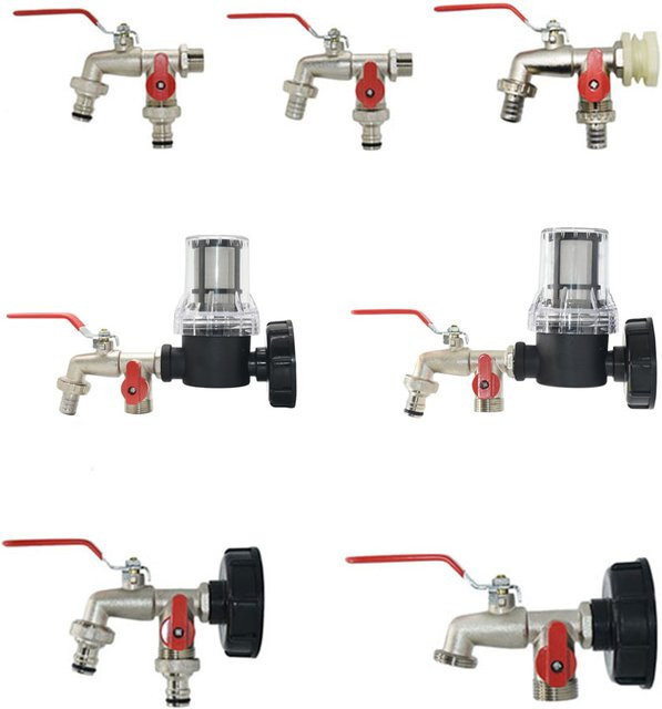 XGYN 2-Wege Garten Wasserhahn Anschluss Schlauch Splitter mit 1/2 Zoll Außengewinde aus Zinklegierung in Silber - Bild 1