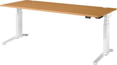 Schäfer Shop Genius ERGOSTYLE S Schreibtisch, elektrisch höhenverstellbar, Rechteck, C-Fuß, Buche/weiß, B: 200 cm, T: 80 cm, H: 63,5-130,5 cm - Bild 1