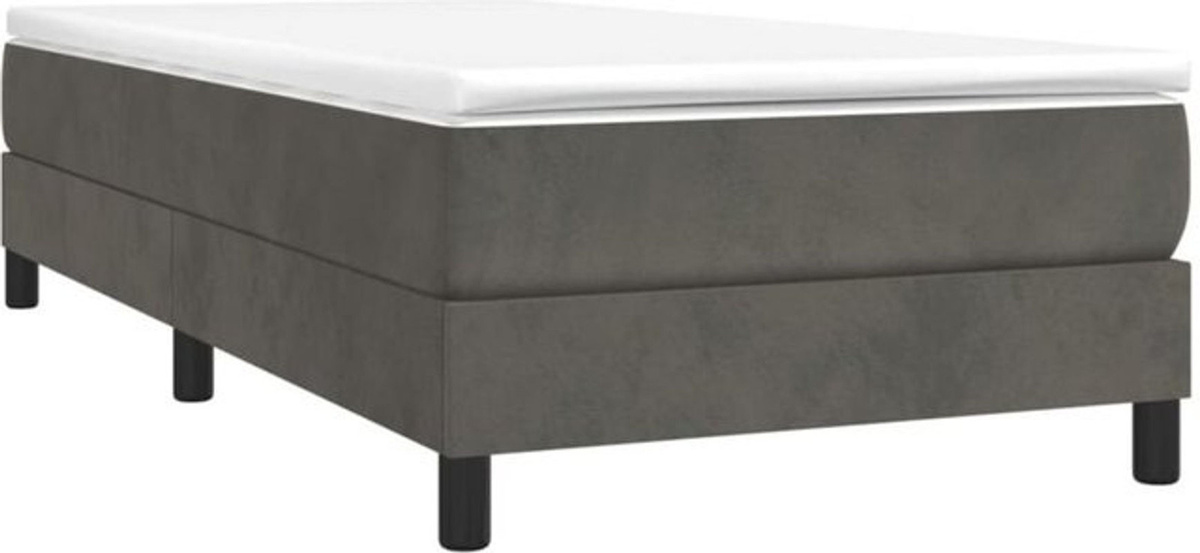 Vidaxl Boxspringbett mit Matratze aus Samt in Grau, B/T: 100 x 200 cm - Bild 1