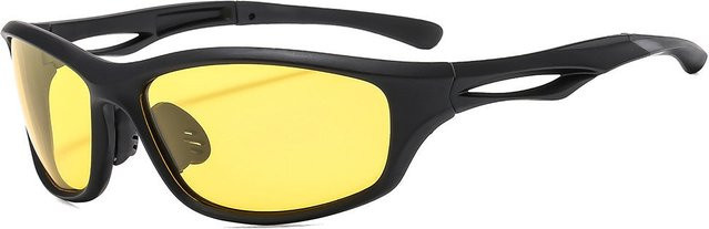 Techsuit 9309 Sportsonnenbrille, Unisex, Vollrand, rectangular, schwarz-gelb, Kunststoff - Bild 1