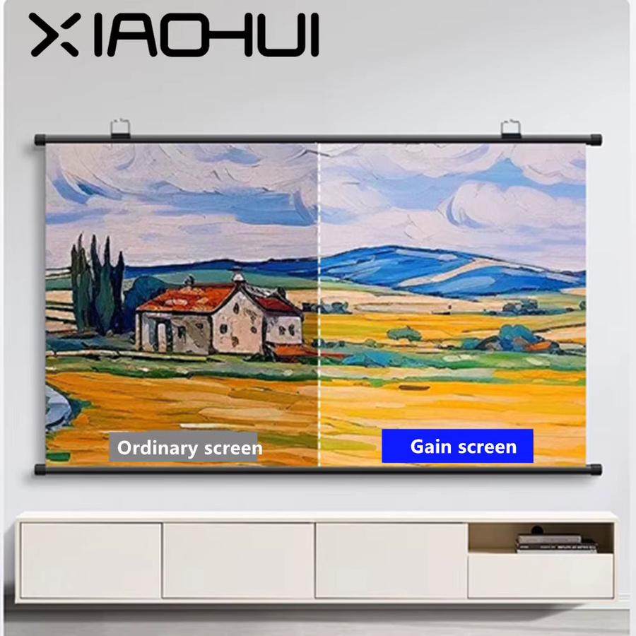 XIAOHUI Projektionsleinwand 120 Zoll 16:9 Anti-Licht Wandmontage Farbe Weiß - Bild 3