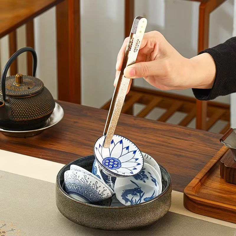 Hitzebeständige Teezange aus Titan in Silber für die chinesische Gongfu-Teezeremonie - Bild 3