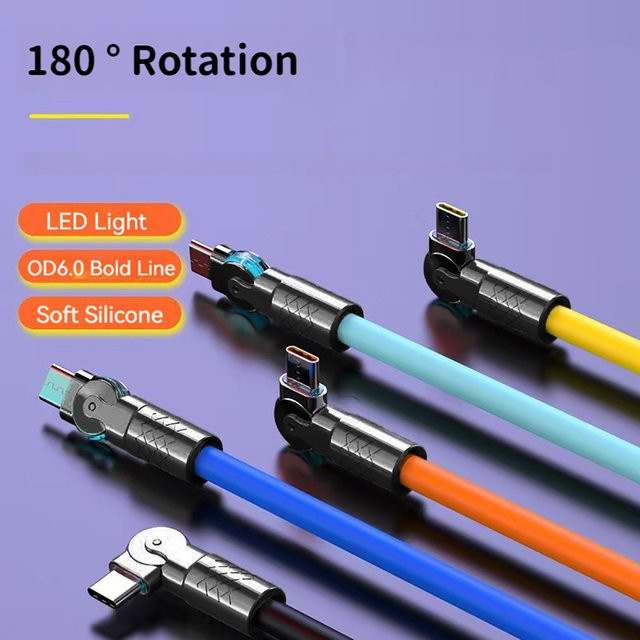 120W 6A Typ-C zu Typ-C Ladekabel mit 180 Grad drehbarem Stecker in Schwarz für iPhone, Xiaomi und Samsung - Bild 1