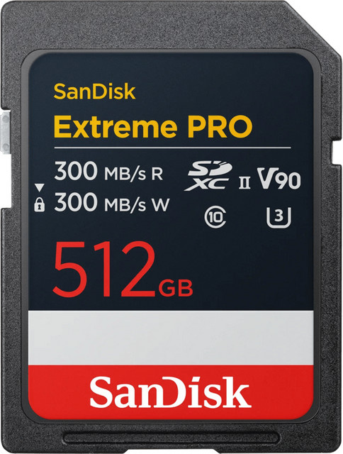 SanDisk Extreme PRO SDXC Speicherkarte, 512 GB, V90, Schwarz - Bild 1