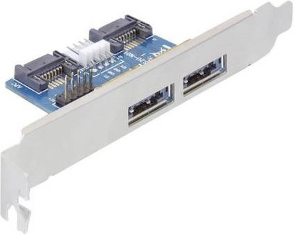 Delock USB/eSATA-Konsole mit 2x eSATAp 5V/12V und Low Profile Bracket in Silber - Bild 1