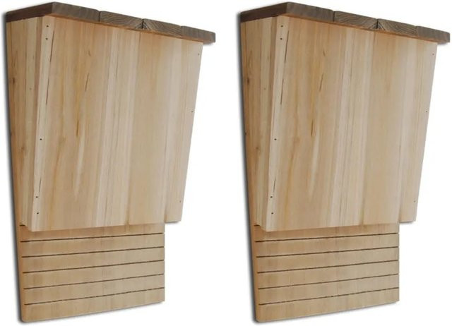 vidaXL Fledermaushaus 2er-Set aus Holz und Metall in Braun, B/T/H: 22 x 12 x 34 cm - Bild 1