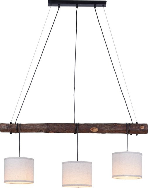 Just Light Pendelleuchte Bark in Beige mit Holzdekor, B: 100 cm, H: 120 cm - Bild 1