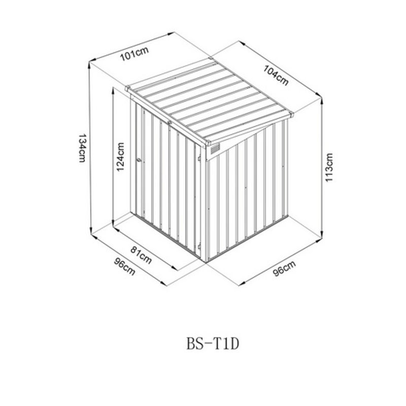 Westmann Mülltonnenbox aus Stahlblech für 240 Liter, 1-fach, Grau, B/H/T: 104 x 134 x 101 cm - Bild 5