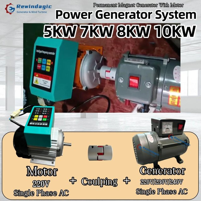 Einphasiges Stromversorgungssystem mit Permanentmagnet-Generator und VFD-Motor als Komplettset für Haushalt, Bauernhof oder Boot, 220V - Bild 1