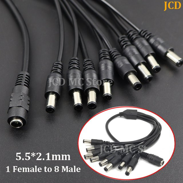 DC Power Splitter Kabel 5,5 x 2,1 mm in Schwarz für LED Streifen und CCTV Kameras mit 1 bis 8 Ausgängen - Bild 1