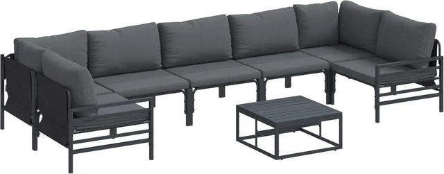 vidaXL Garten-Sofa-Set 8-teilig aus Stahl in Anthrazit für Garten, Terrasse und Balkon - Bild 1