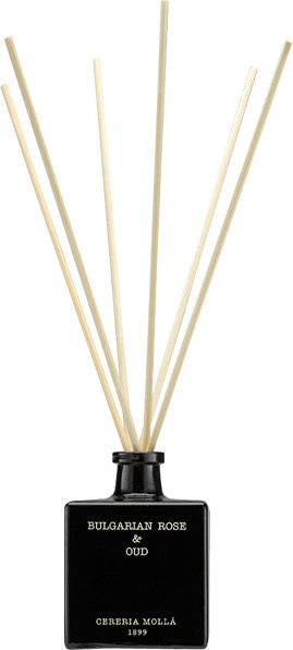 Cereria Molla Reed Diffuser Bulgarian Rose & Oud mit Rattanstäbchen in Schwarz - Bild 1
