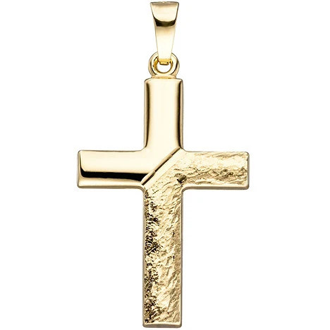 Colfem Anhänger Kreuz, 585 Gelbgold, gehämmert, Unisex - Bild 1