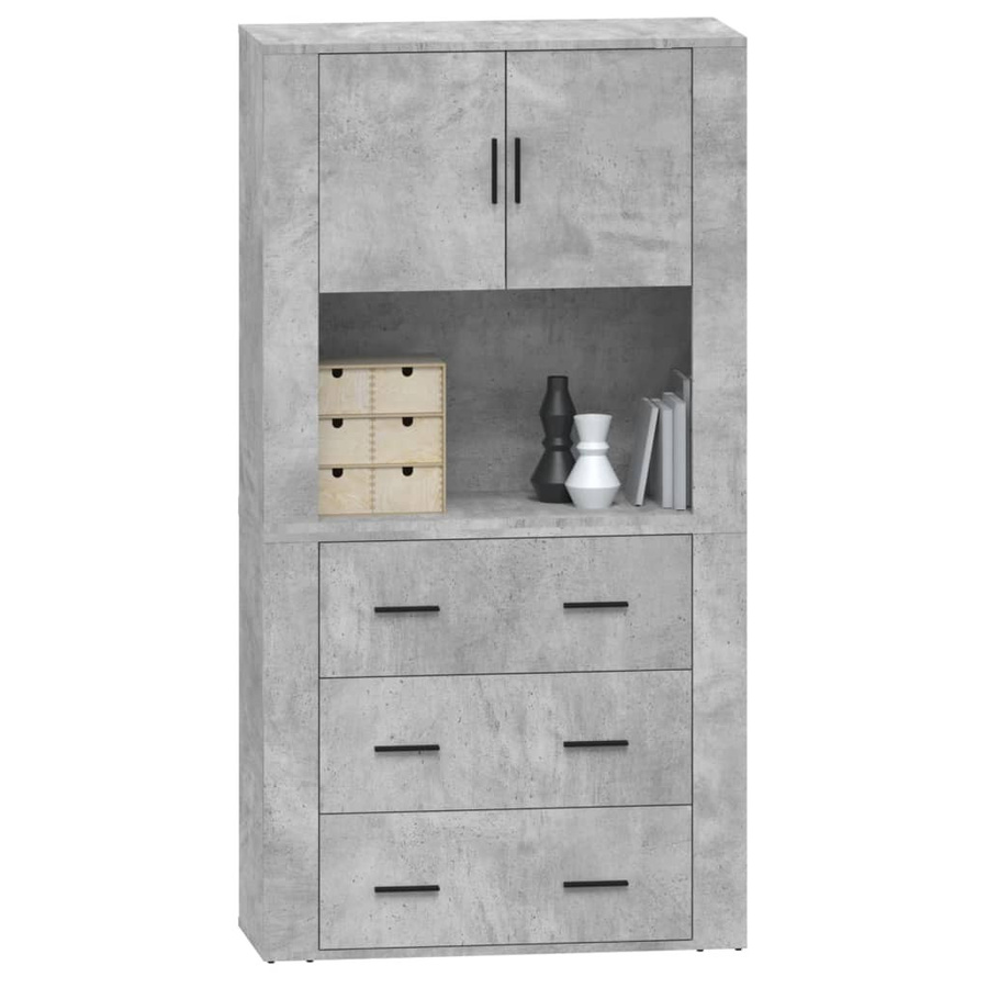 vidaXL Highboard in Betongrau aus Holzwerkstoff mit Scharniertüren - Bild 2