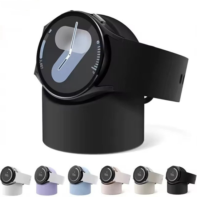 Silikon Ladegerät Dock Halterung in Pink für Samsung Galaxy Watch 3, 4 und 5 Pro - Bild 1