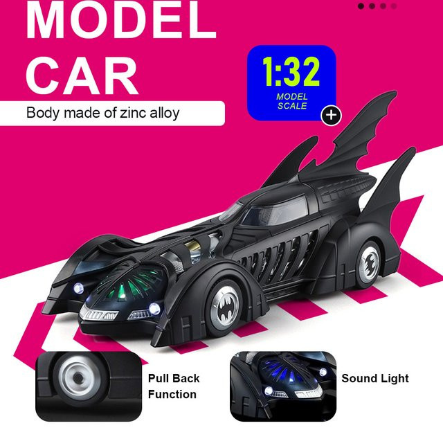 RMZ city Batmobile Sportwagen, 1:32 Maßstab, Metall, mit Sound und Licht - Bild 1
