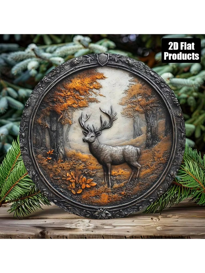Rundes dekoratives Metallschild mit Elch-Motiv von Potdemiel, Mehrfarbig, Durchmesser: 20 cm - Bild 5