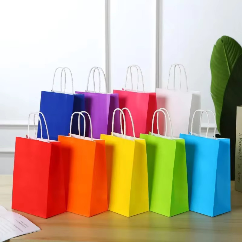 6er Set bunte Geschenktüten aus Kraftpapier für Süßigkeiten und Hochzeitsdekorationen - Bild 3