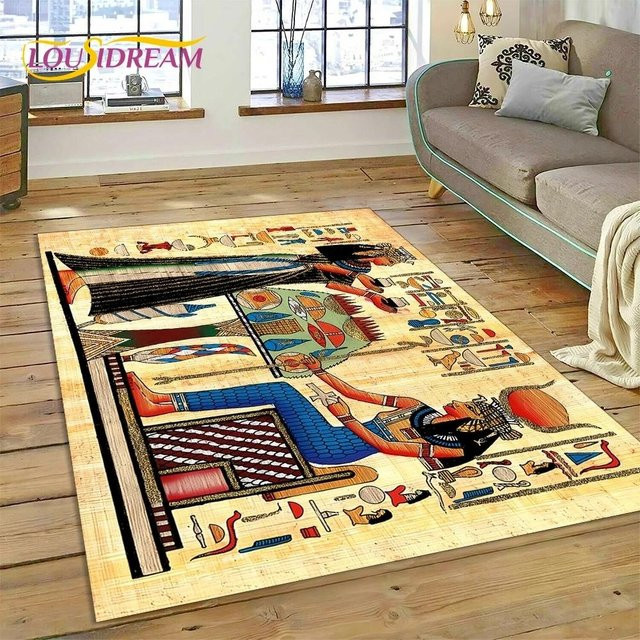 Ägyptischer Pharao Hieroglyphen Druckteppich Wucifang Jewelry als dekorative Bodenmatte für Wohnzimmer und Schlafzimmer B/B: 60 x 40 cm - Bild 1
