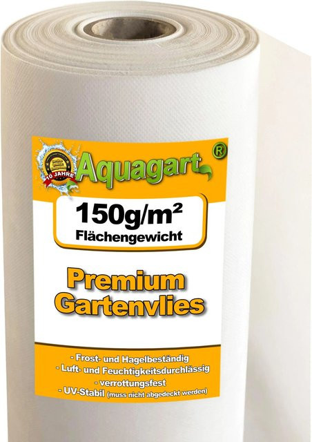 Aquagart Gartenvlies Unkrautvlies Mulchvlies Weiß 10m² Breite: 1 m - Bild 1