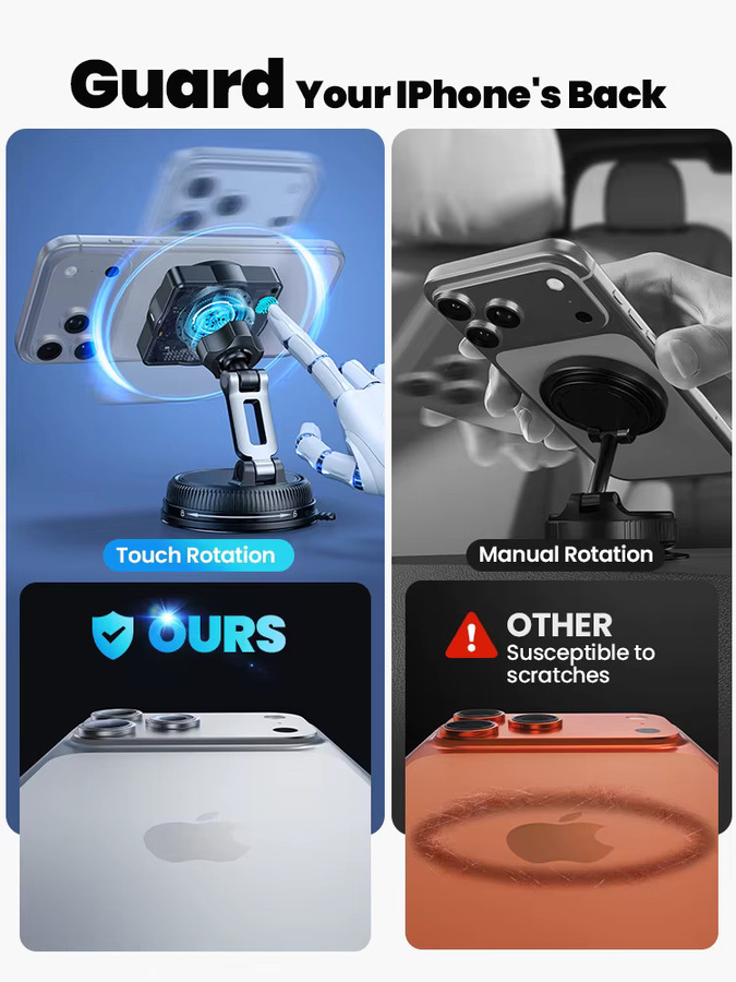 Joyroom Magnetische 15W Wireless Auto-Ladestation und Handyhalterung in Schwarz mit 360 Grad Drehung für iPhone und iOS-Geräte - Bild 3