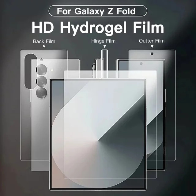 Soft TPU Hydrogel Schutzfolien-Set für Samsung Galaxy Z Fold 6 5 4 3 2 SE, Transparent, Full Body Schutz für Innen, Außen, Rückseite und Scharnier - Bild 1