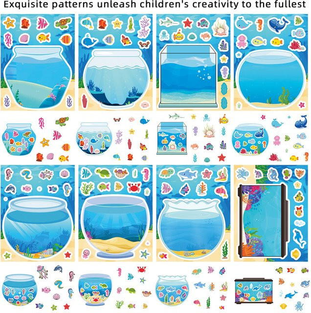 BulingBulingStickers Store Puzzle-Aufkleber, Meerestiere, Natur, 8-teiliges Set - Bild 1