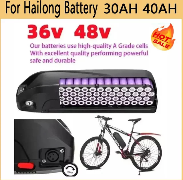 Aleaivy Hailong E-Bike Batterie in Schwarz für Bafang BBS02 BBS03 BBSHD Motoren inklusive BMS Ladegerät (36V/48V, 20Ah/30Ah/40Ah) - Bild 1