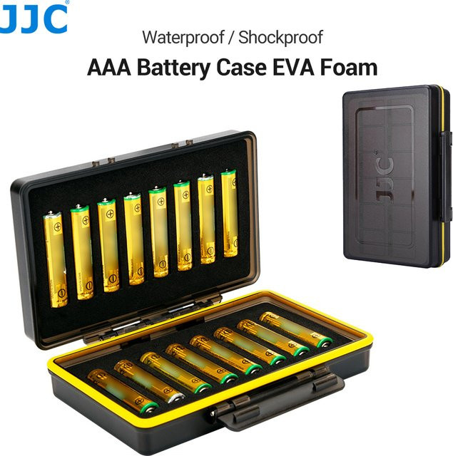 Jjc Batteriehalter Organizer aus Hartplastik für 16 Stück AAA Batterien, Schwarz, wasserdicht - Bild 1